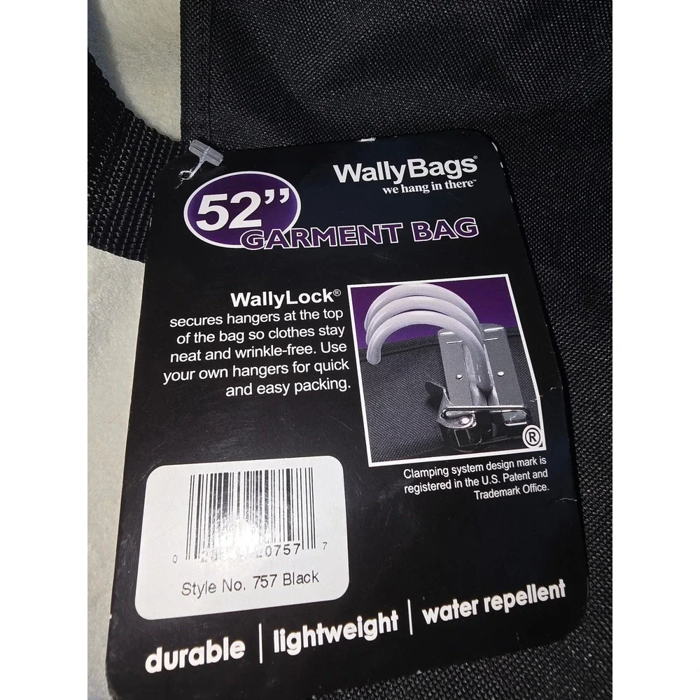 WallyBags 52 Inch Garment Bag Black 600D Polyester WallyLock Travel Bag 757